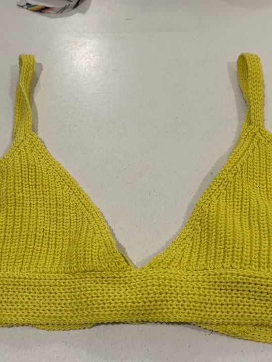 Olivaceous Tops - Olivaceous Cropped Tank Top Brami Tie Adjustable Back Knit Sweater 100% Cotton M